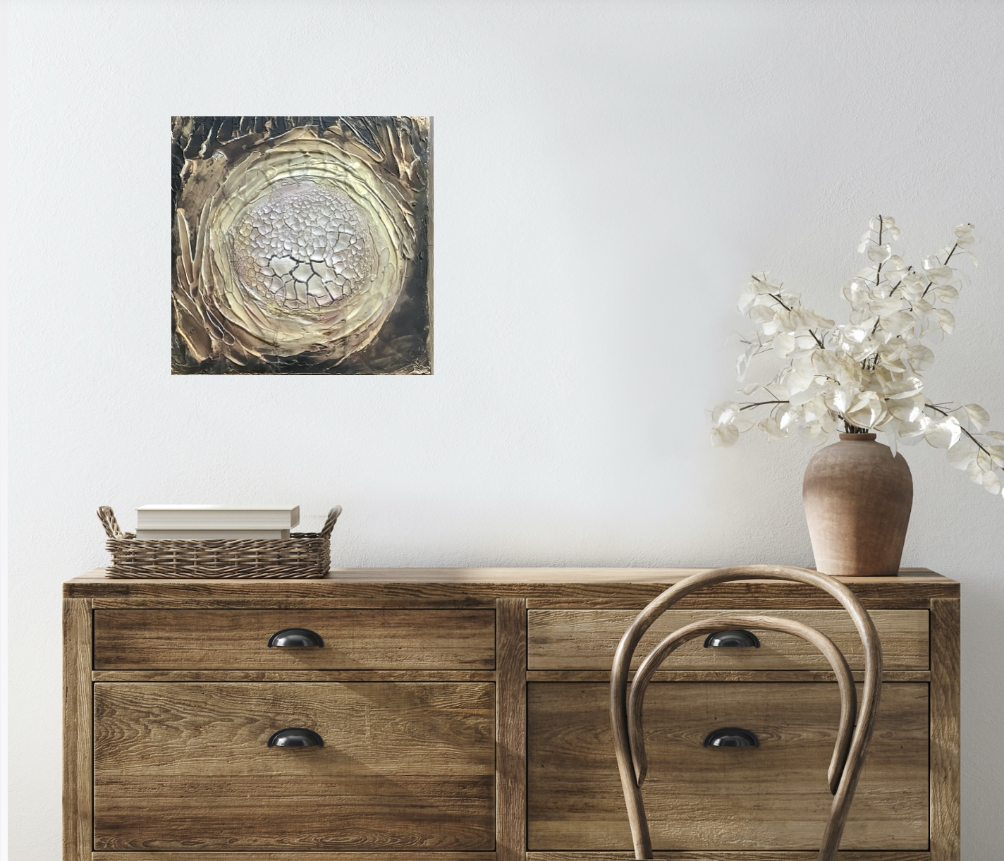 Broken glas, mixed media op canvas 50 x 50 cm, € 49,50